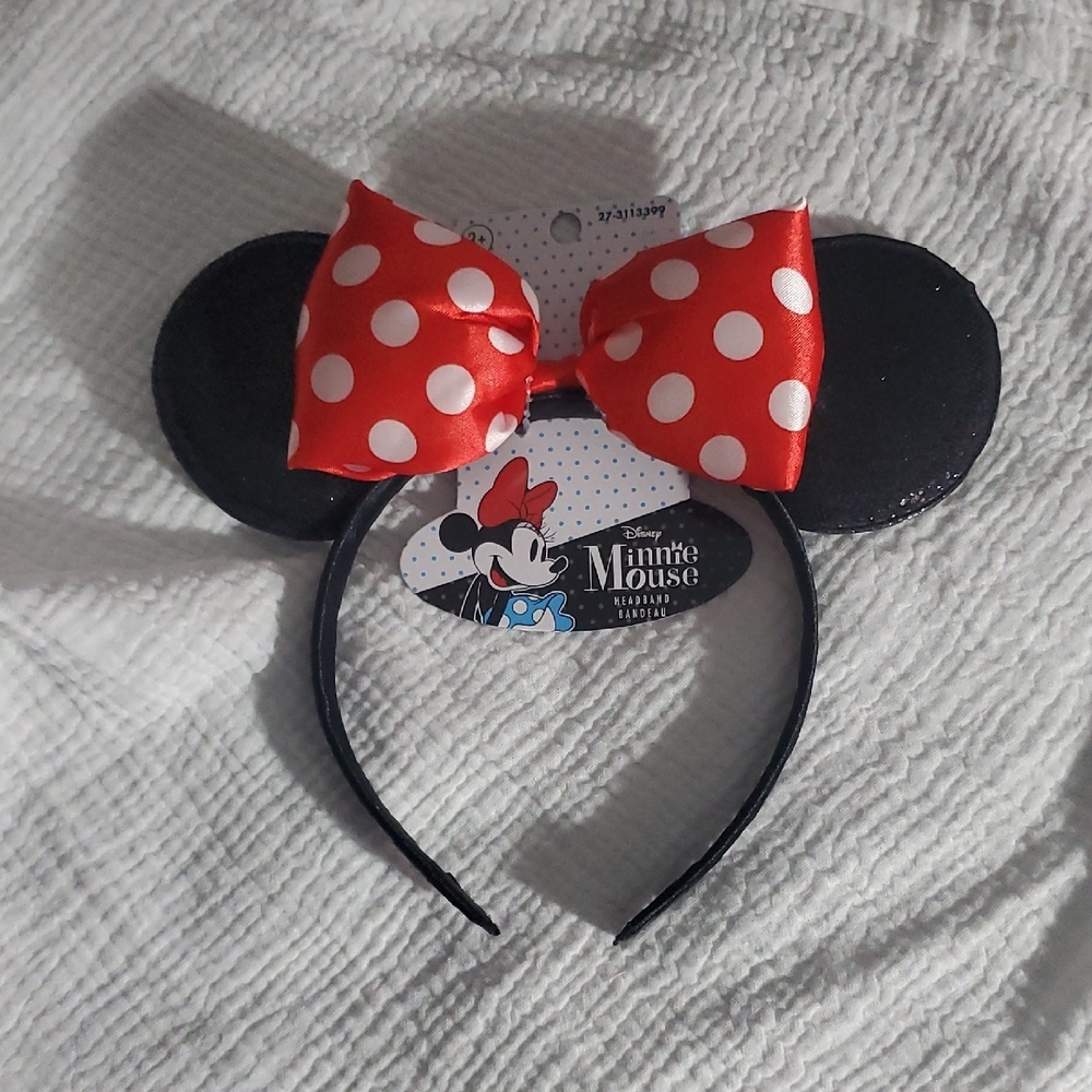 Disney Minnie Mouse Ears Headband with Red Polka Dot Bow